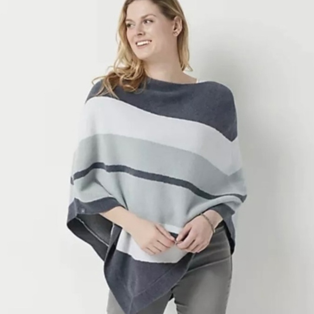 Barefoot Dreams Cozy Chic Ocean Breeze Chic Ultra light super soft poncho OS
